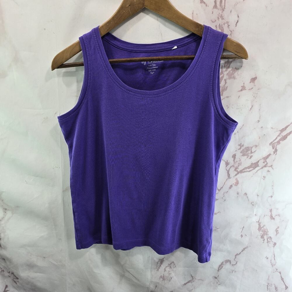 Chicos Tank Top Womens Small 0 Purple Shirt Knit Cotton Crop Ultimate